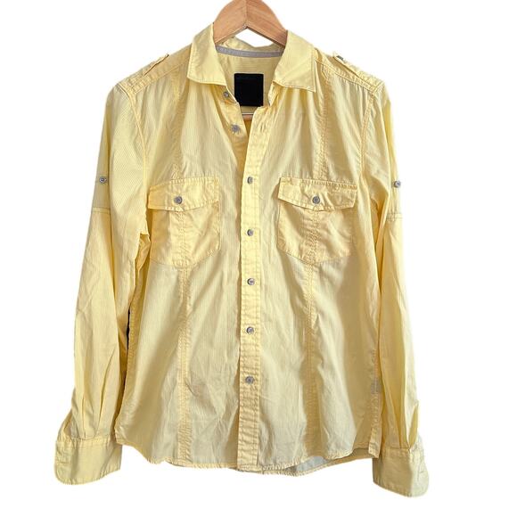 LIFE AFTER DENIM | Butter Yellow Button Down Utility Style Shirt | Size Small - Picture 1 of 5